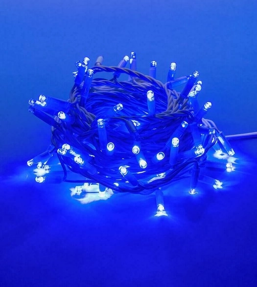Гирлянда LED L-1 7100л прозр.провод синий длина 9м