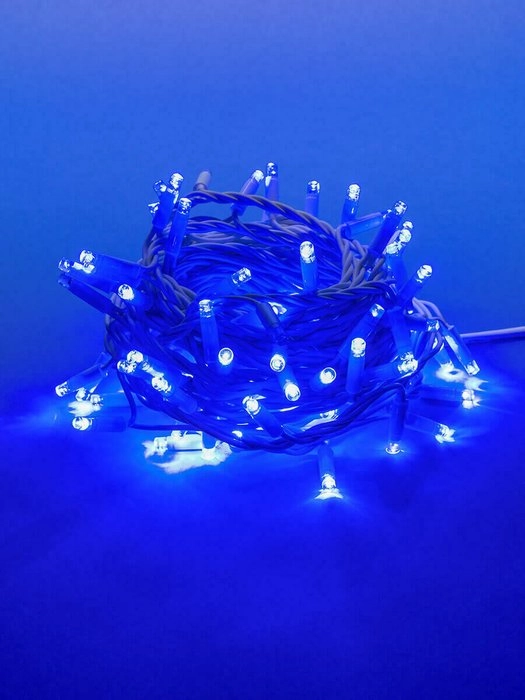 Гирлянда LED L-1 7100л прозр.провод синий длина 9м