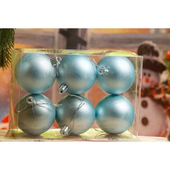 Шар Р59 6см 6шт мат.голубой металлик