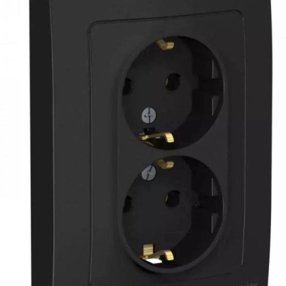 Розетка Blanca СП 2-я с/з б/ш 16А антрацит BLNRS001026