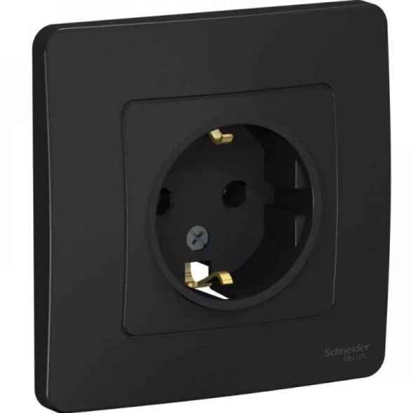 Розетка Blanca СП 1-я с/з б/ш 16А антрацит BLNRS001016