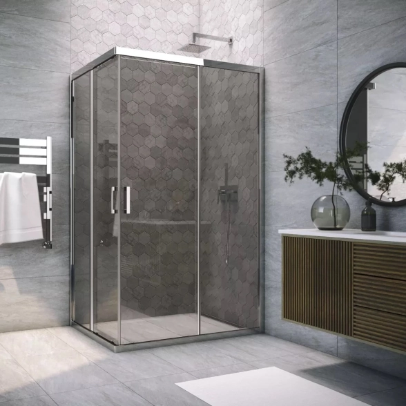 Душевой уголок ZA-F TUR Novo 120*140 хром глянцевый, стекло графит