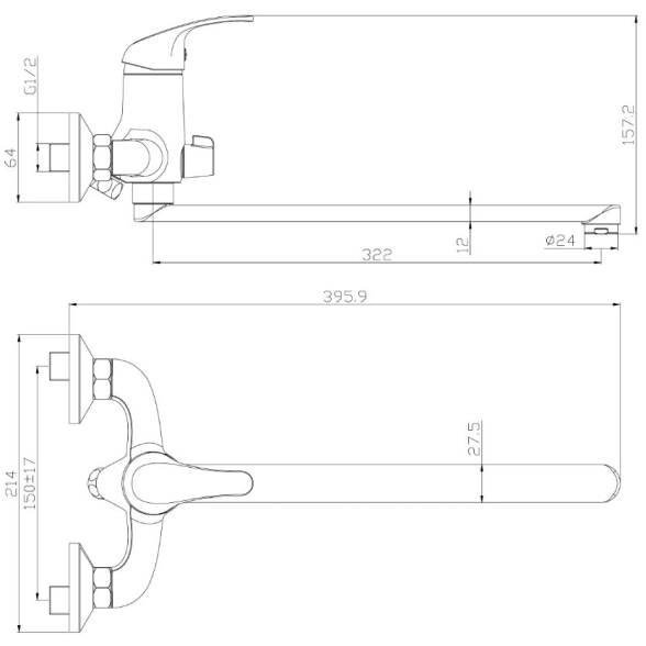 Смеситель д/в ROSSINKA Y35-32 35мм хром-image-1
