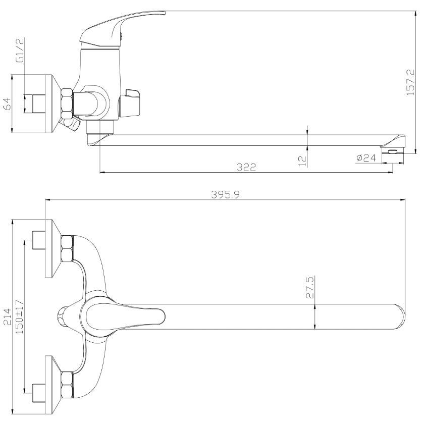 Смеситель д/в ROSSINKA Y35-32 35мм хром-image-1