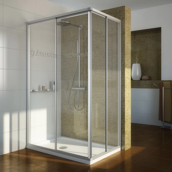 Душевое ограждение Practic Rectan GK-422 90*80*190 матовый хром / стекло прозрачное