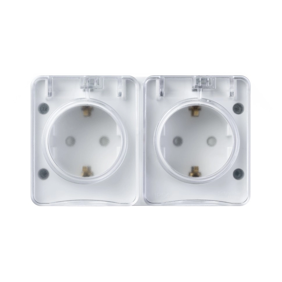Розетка ATLASDESIGN Profi54 2-я с/з с/шт IP54 16А белый
