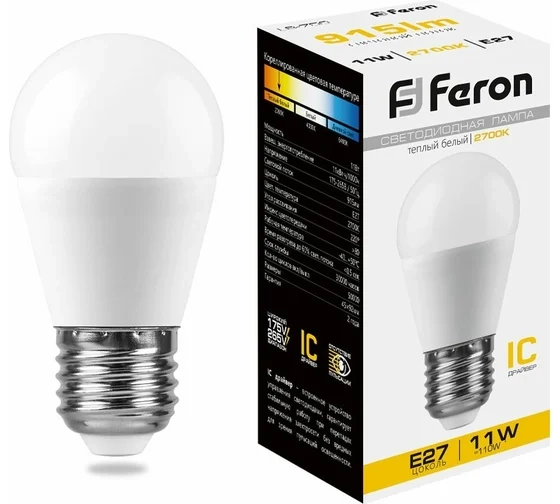 Лампа Feron LB-750 11W G45 E27 230V 2700K