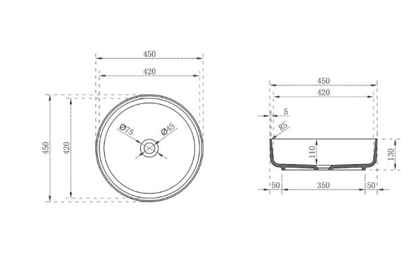 Раковина наклад. Vincea VBS-6T16B 450*450*130 прозрач. черный-image-2