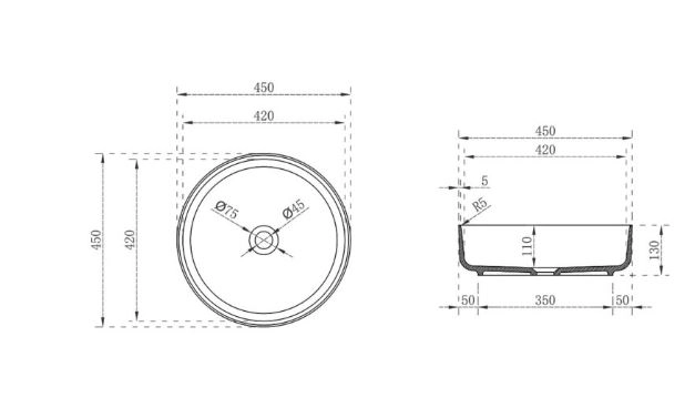 Раковина наклад. Vincea VBS-6T16B 450*450*130 прозрач. черный-image-2