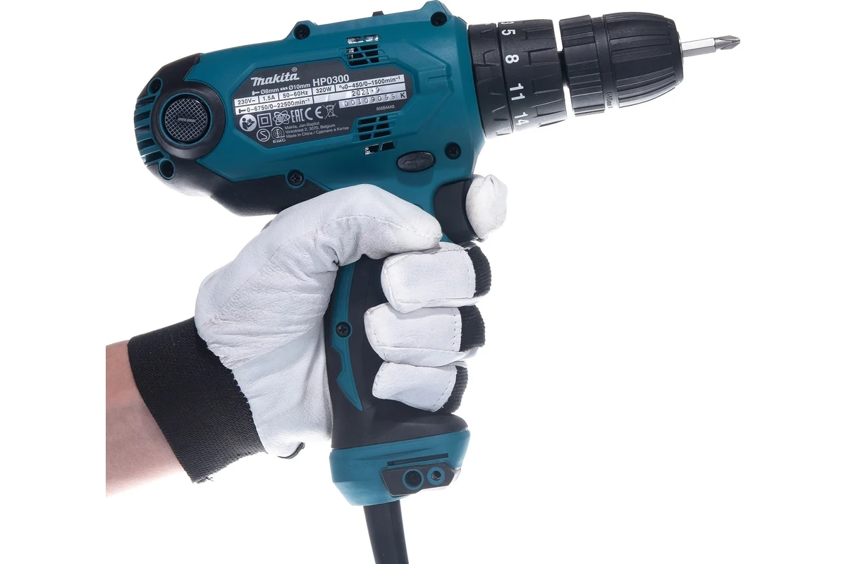 Дрель-шуруповерт Makita HP0300 320Вт БЗП 56Нм 10мм-image-1