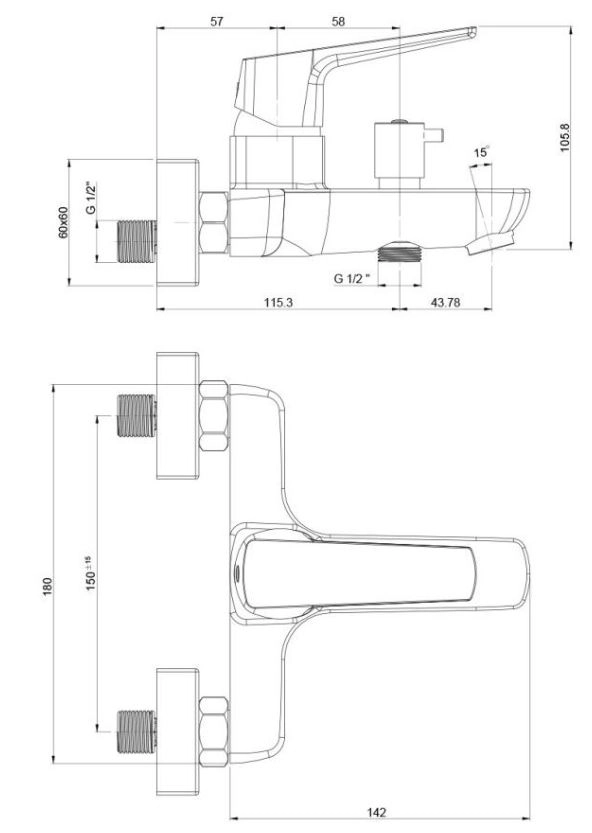 Смеситель д/в Paini Бари RTYO111 б/акс. черный AUT Мегасан-image-1