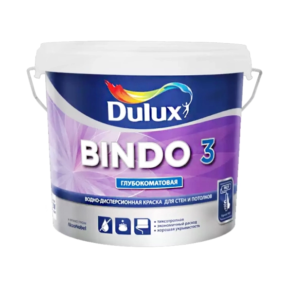 Краска Dulux Prof BINDO 3 BW глубокомат.белая 2,5л