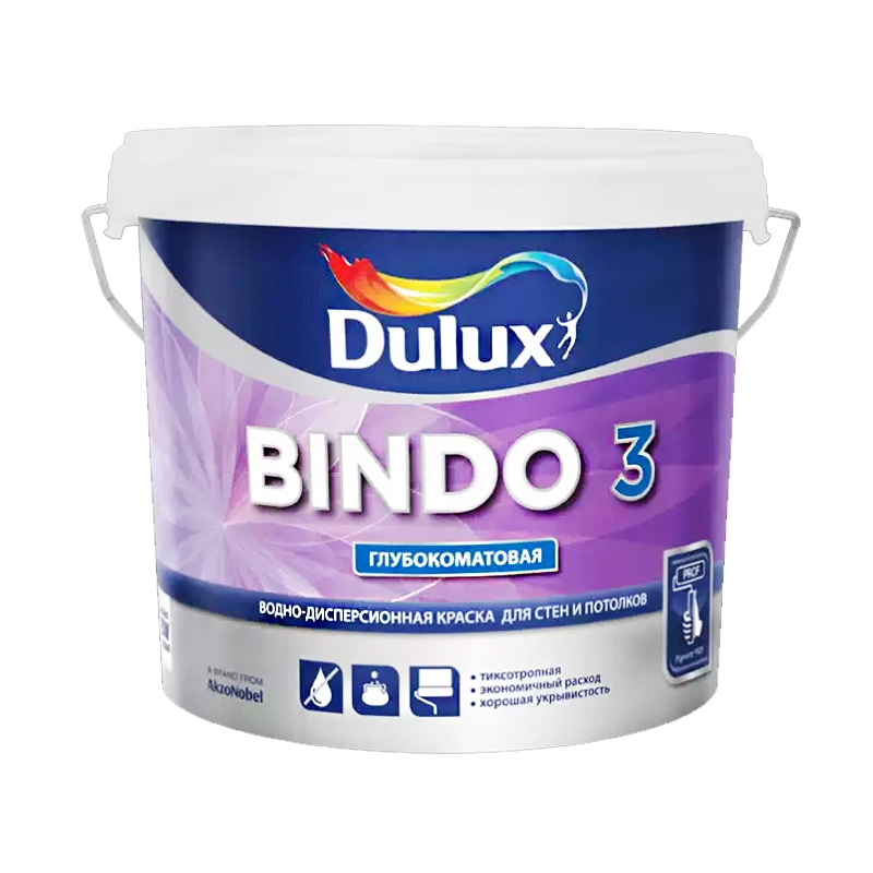 Краска Dulux Prof BINDO 3 BW глубокомат.белая 2,5л