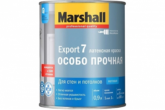 Краска Marshall EXPORT-7 мат латексная BW 0,9л