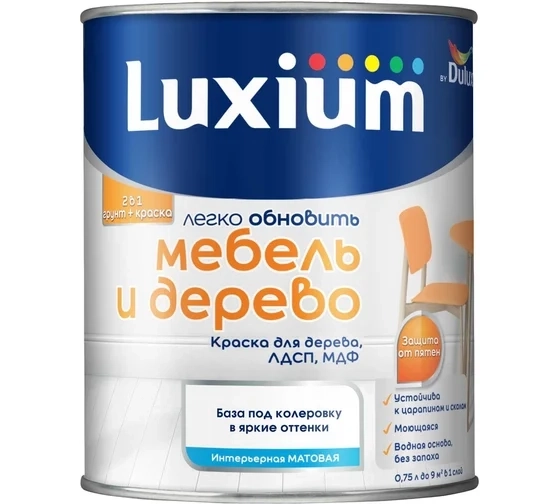 Краска Luxium Мебель и Дерево мт BW 0,75л