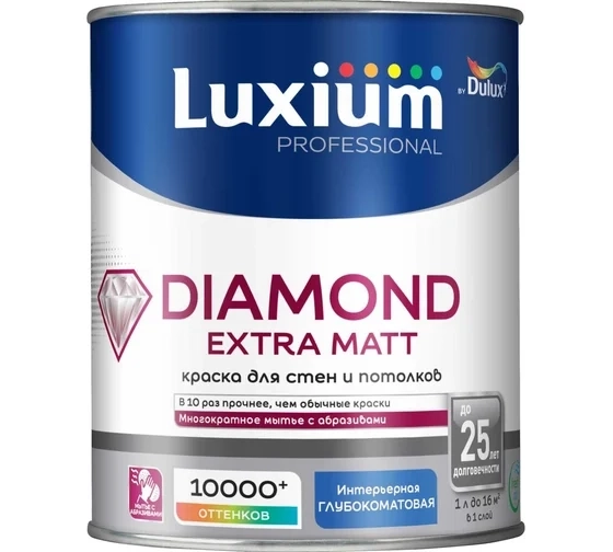 Краска Luxium Professional Diamond Extra Matt глуб/мат BW 1л
