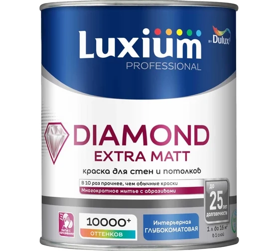 Краска Luxium Professional Diamond Extra Matt глуб/мат BW 1л