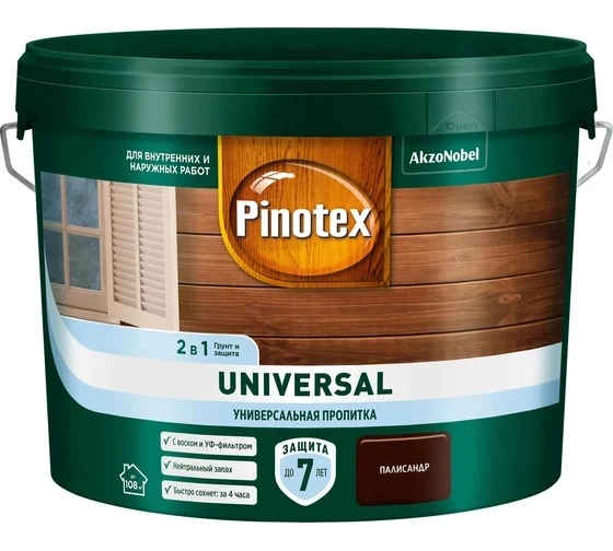 Антисептик Pinotex Universal 2в1 Палисандр 9л