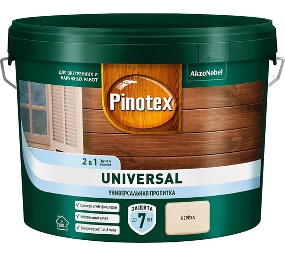 Антисептик Pinotex Universal 2в1 Береза 9л