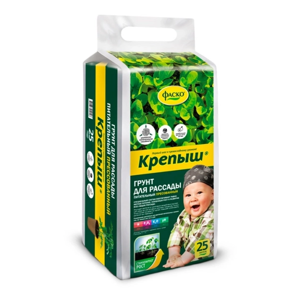 Грунт для рассады Фаско Крепыш прессованный 25 л