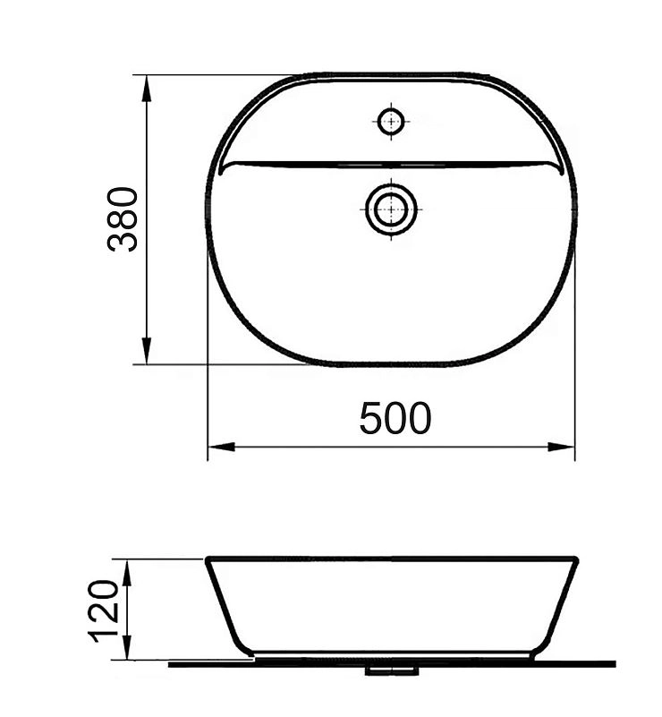 Раковина накладная Azario 500х380х120 овальная, белый (AZ-2202 SP)-image-1