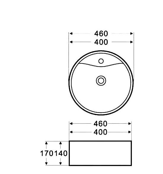 Раковина накладная Azario 460х460х170 круглая белый (AZ-3018)-image-1