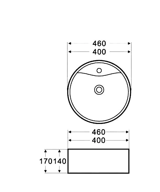 Раковина накладная Azario 460х460х170 круглая белый (AZ-3018)-image-1
