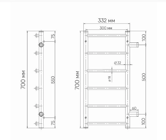 Пол/сушитель INDIGO Arc 70х30 б/п н/р 1" м/о 50 к-2 черный муар-image-2