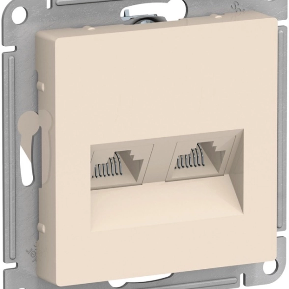 Розетка ATLASDESIGN 2-я комп RJ45+RJ45 5E механизм бежевый