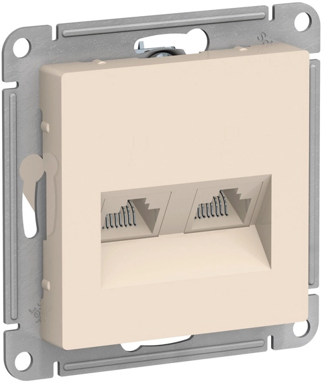 Розетка ATLASDESIGN 2-я комп RJ45+RJ45 5E механизм бежевый