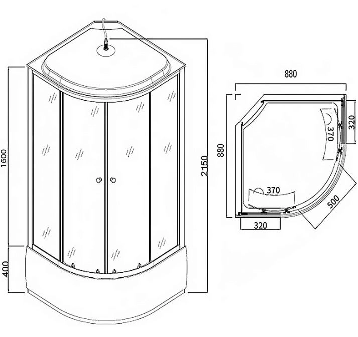 Душевая кабина Loranto (CS-888EDTM/W-90) 880х880х2150 AUT-image-1