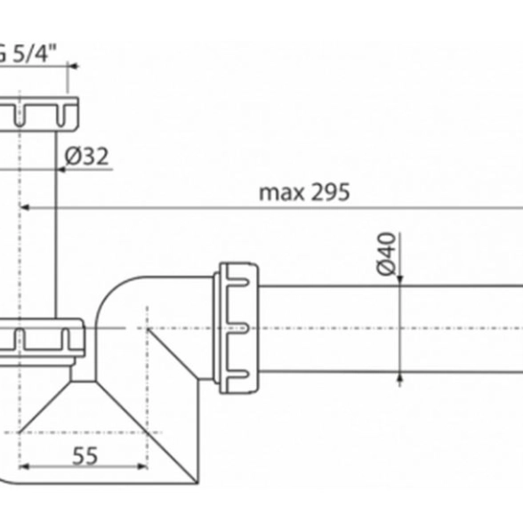 Сифон д/ум/биде Alcaplast/Alcadrain 1/2*40 A45F-DN40 труба 40*40-image-1