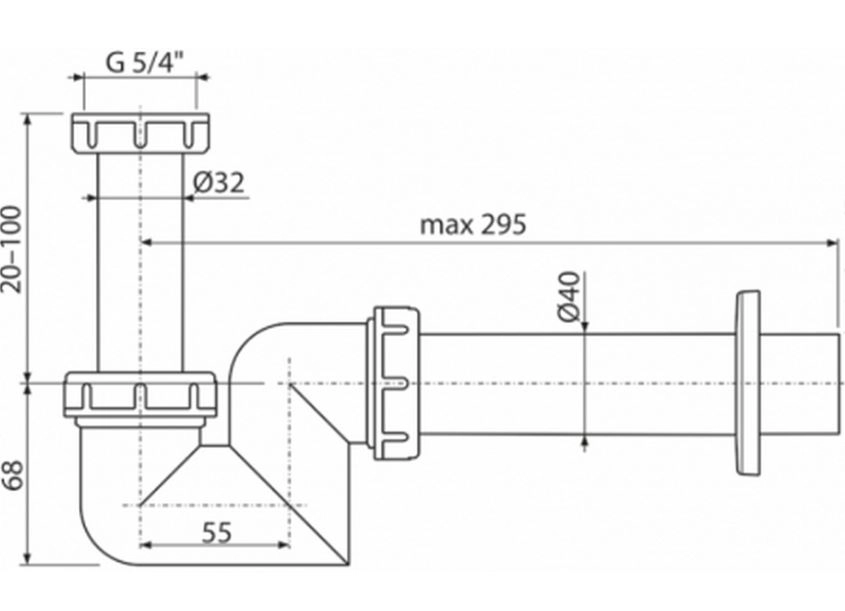 Сифон д/ум/биде Alcaplast/Alcadrain 1/2*40 A45F-DN40 труба 40*40-image-1