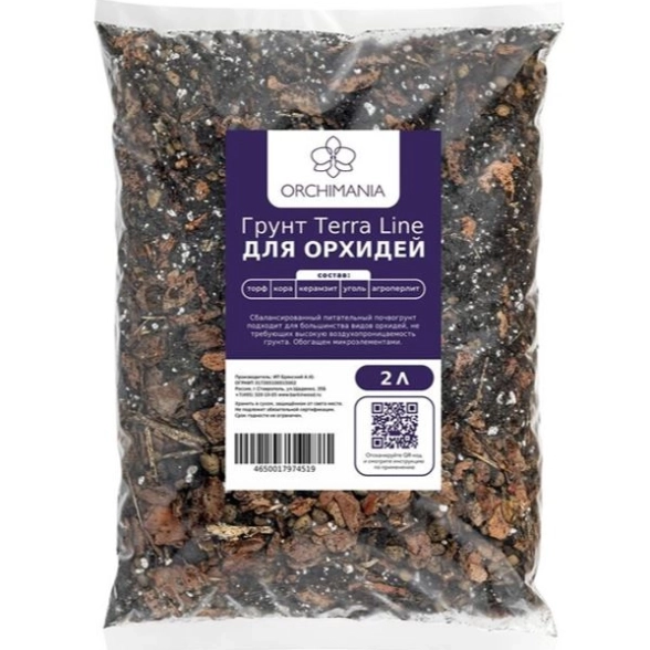 Грунт д/Орхидей кора стандарт 10-30мм Орхимания Terra Line 2л