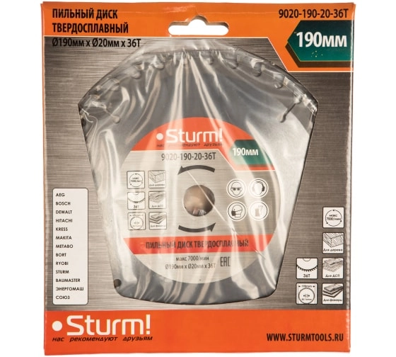 Диск пил. Sturm! 9020-190-20-36T 190х20/16ммх36Т дерево-image-2