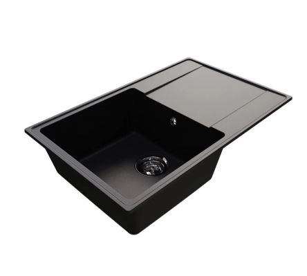 Мойкa УЛЬТРА ML-GMU07 735*475 с крылом черный камень-image-1