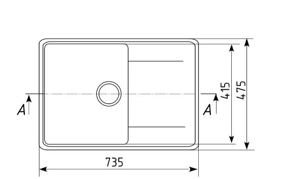 Мойкa УЛЬТРА ML-GMU07 735*475 с крылом черный камень-image-2