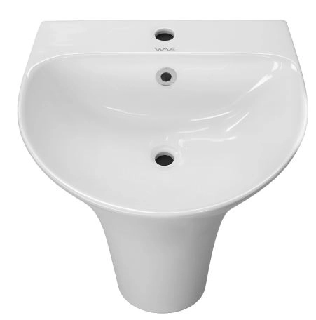 Умывальник-моноблок ROYAL WAVE 480*420*835 белый овал-image-1