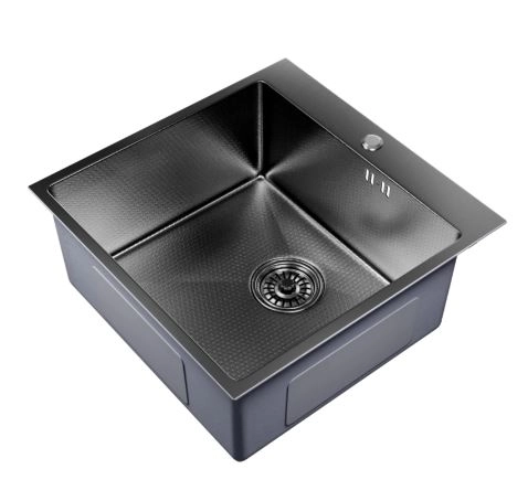Мойка наст.монтаж Mixline Pro 50*50 c фаской черн.графит НАНО декор-image-1