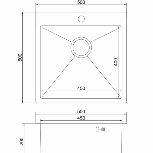 Мойка наст.монтаж Mixline Pro 50*50 c фаской черн.графит НАНО декор-image-2