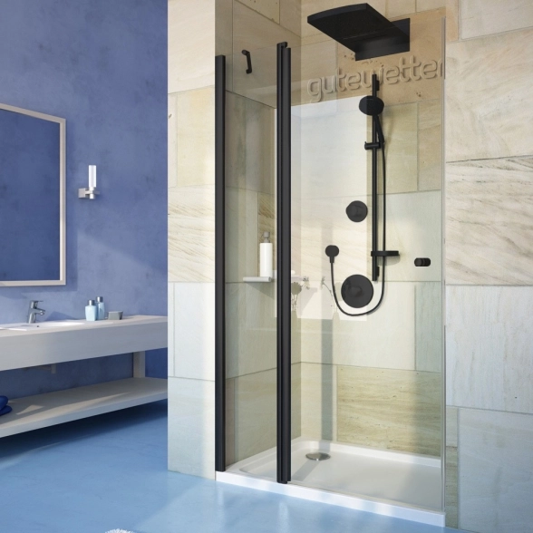 Дверь в нишу Lux Door GK-602A 105*200 R тонированное серое стекло, профиль черный