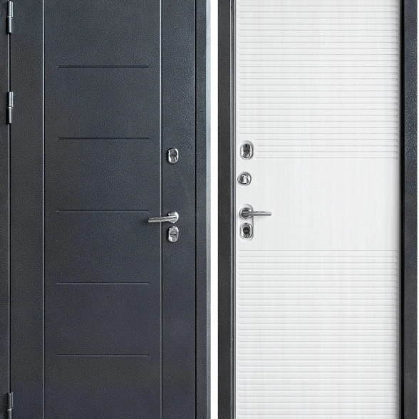 Дверь мет. Термаль бел.дуб/графит 860х2050 "Левая"