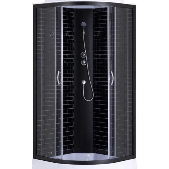 Кабина душ. LORANTO CS-6690-13GB 90*90*215 НП черный кирпич. узор