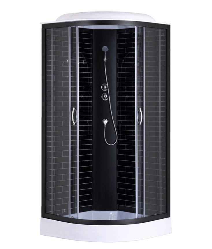 Кабина душ. LORANTO CS-6690-13GB 90*90*215 НП черный кирпич. узор