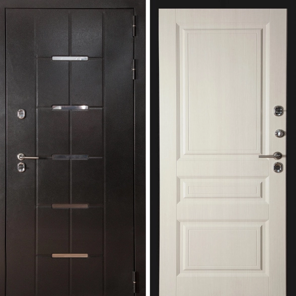 Дверь мет.Термо Классика Глад.Антик сереб/мдф листв.бел.960пр