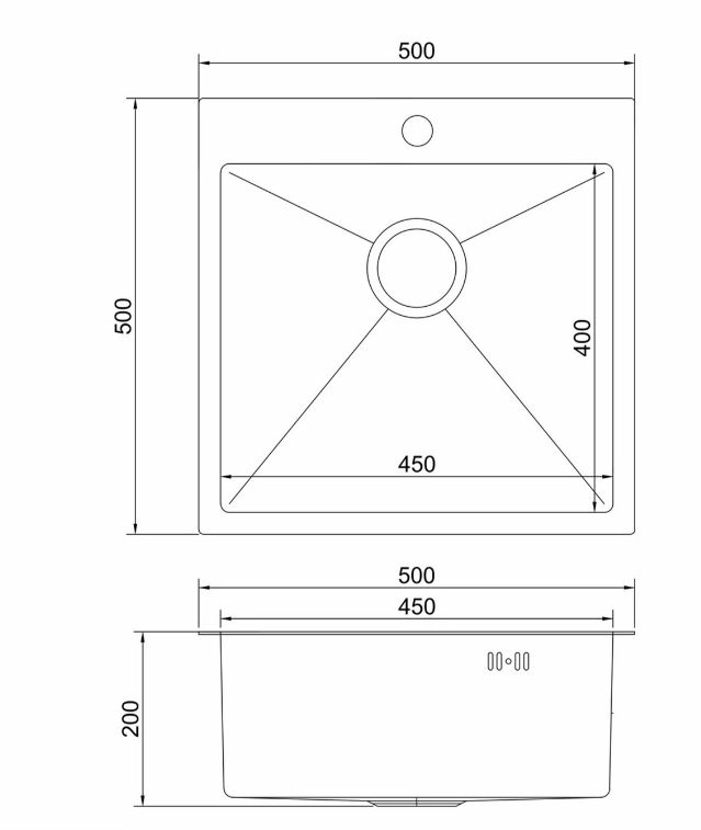 Мойка наст.монтаж Mixline Pro 50*50 c фаской сатин НАНО декор-image-2
