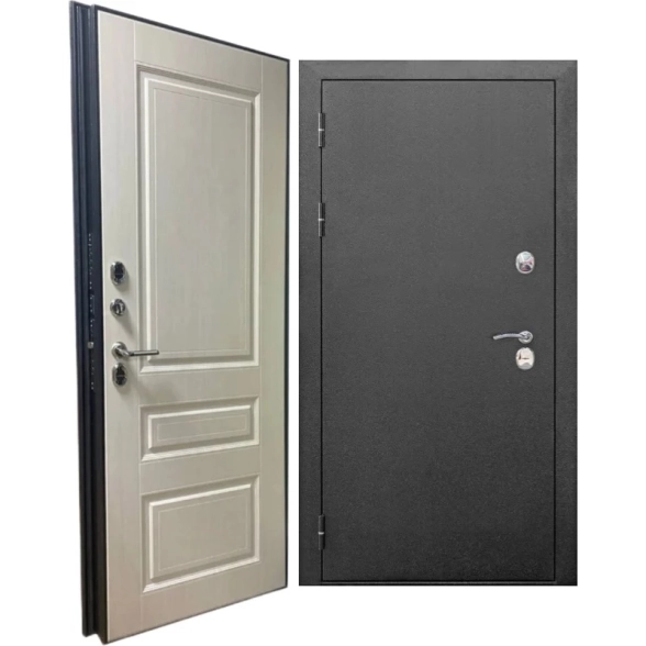 Дверь мет.Термо Классика Глад.Антик сереб/мдф листв.бел.860л