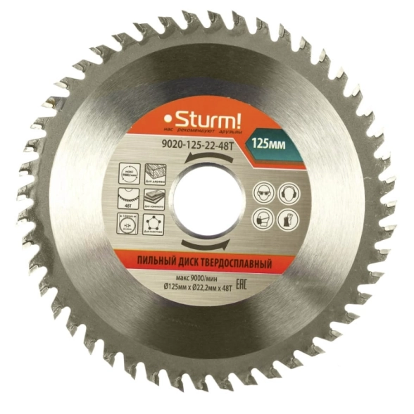 Диск пил. для УШМ Sturm! 9020-125-22-48T 125х22ммх48Т дерево