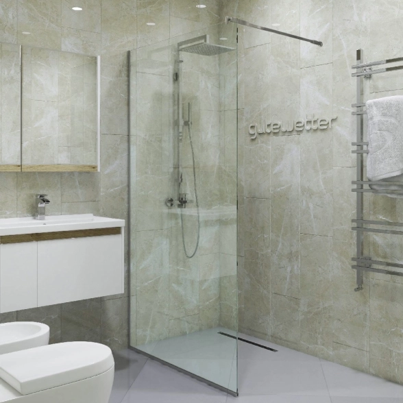 Душевая перегородка GLASS LINE GK-010 STB Q 90x220 хром матовый стекло прозрачное