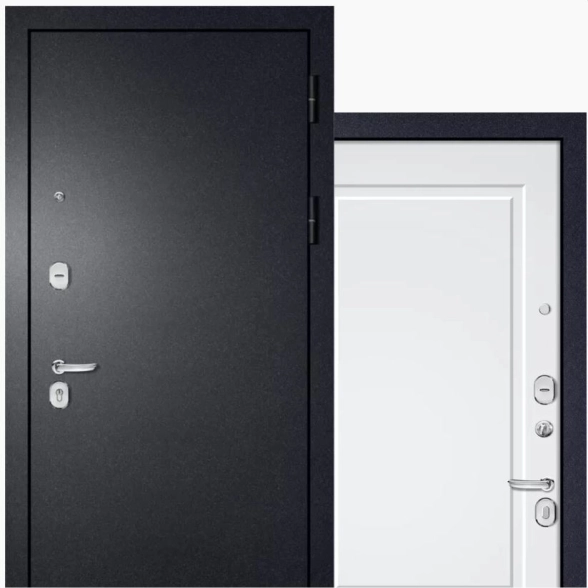 Дверь металлическая Tepla1 Букле графит/МДФ белая шагрень 860x2050R